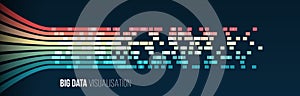 Big data visualization. Information analytics concept. Abstract stream information. Filtering machine algorithms. Sorting binary