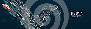 Big data visualization. Information analytics concept. Abstract stream information. Filtering machine algorithms. Sorting binary