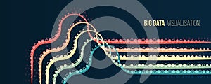 Big data visualization. Information analytics concept. Abstract stream information. Filtering machine algorithms. Sorting binary