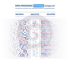 Big data visualization. Information analytics concept. Abstract stream information. Filtering machine algorithms.