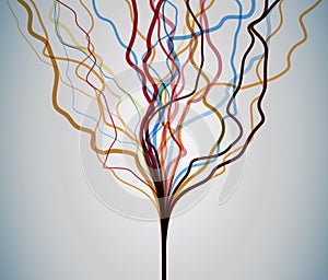Big data visualization. Information analytics concept. Abstract stream information with line array. Filtering machine