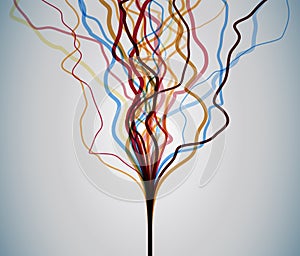 Big data visualization. Information analytics concept. Abstract stream information with line array. Filtering machine