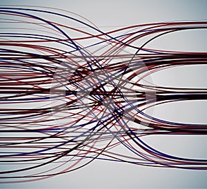 Big data visualization. Information analytics concept. Abstract stream information with line array. Filtering machine