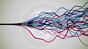Big data visualization. Information analytics concept. Abstract stream information with line array. Filtering machine