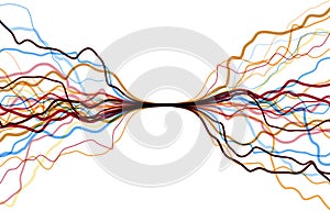 Big data visualization. Information analytics concept. Abstract stream information with line array. Filtering machine