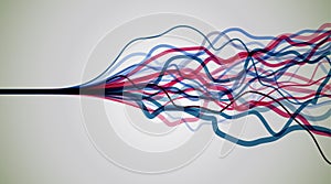 Big data visualization. Information analytics concept. Abstract stream information with line array. Filtering machine