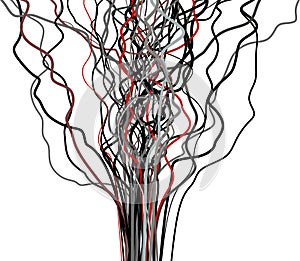Big data visualization. Information analytics concept. Abstract stream information with line array. Filtering machine