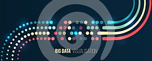 Big data visualization. Information analytics concept. Sorting data. Vector Waves technology background. Abstract stream