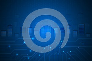 Big data visualization with light binary code background.