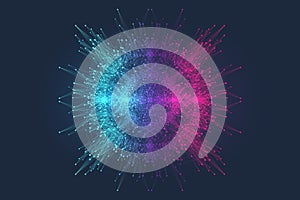 Big data visualization. Big data machine learning algorithms. Data array visualization. Complexity wave flow points