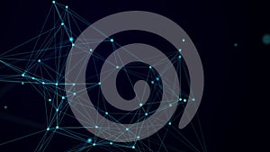 Big data visualization. Network connection structure with chaotic distribution of points and lines. 3D rendering