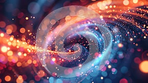 Big data visualization reveals a mesmerizing spinning vortex of light particles, illustrating complex information. Ai Generated