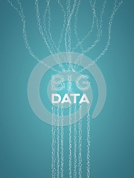 Big data visualization vector concept with lines and dots representing data flow, collection and analysis.