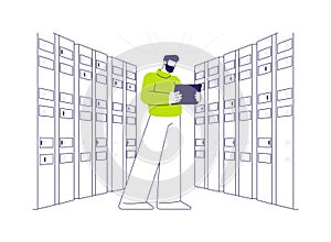 Big data warehouse storage abstract concept vector illustration.