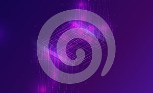 Big data waterfall, streams of digital binary code