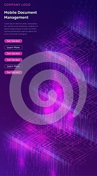 Big data waterfall, streams of digital binary code