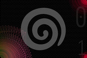 Big data wave visualization, binary code and line wave pattern