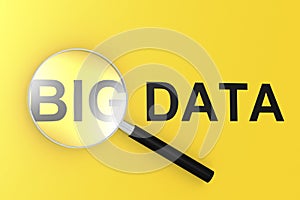 Big data word with magnifying glass