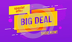 Big Deal Special Offer Sale Banner, Digital Social Media Marketing Advertising. Special Offer Shop Now Shopping Discount