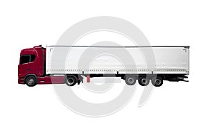 Big delivery truck isolated on white background. .Truck with container. Cargo transportation concept