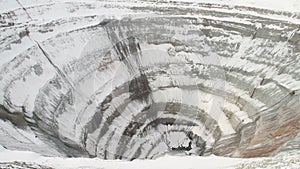 Big Diamond mine  Mirny in Siberia, Russia. Crater in Siberia. big hole in the Earth ground. Amassing industrial site. video