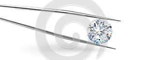 Big Diamond on White Background Banner in Tweezers