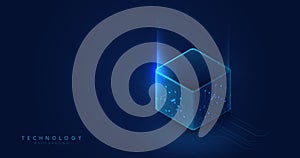 Big, digital data. Blockchain technology. Backup. Cloud database, server. Futuristic, technology