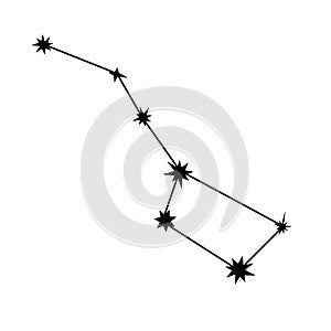 Big Dipper constellation simple doodle vector illustration, Ursa major and Minor astronomy symbol design element