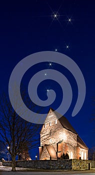 The Big Dipper over the Old Uppsala Church (Gamla Uppsala Kyrka) photo