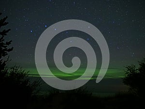 Night sky stars big dipper constellation and aurora northern polar lights