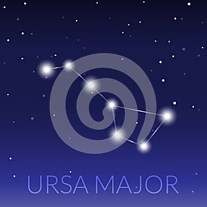 Big dipper or ursa major great bear constellation. Starry sky with constellation