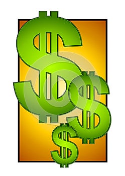 Big Dollar Signs on Gold Cash