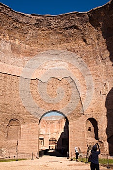 BIg Dome ruins with turists at Caracalla springs - Rome photo