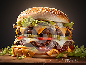 Big Double Cheeseburger with all the Fixings. Generative AI