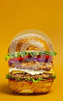 Big doubleburger with breaded chicken cutlet