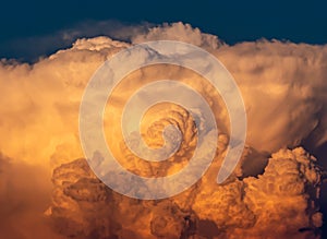 big dramatic orange clouds sunset