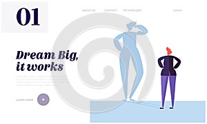 Big Dream Landing Page. Character has Life Goal that Want Doing. Carefully Plan and Stay Focused. Necessary Motivation