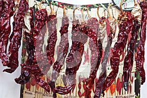 Big dried Hanged peppers