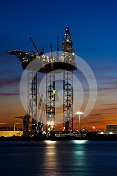 Big drilling platform in dock