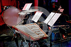 big drum and glockenspiel of a symphony orchestra