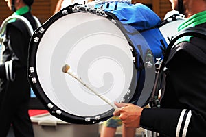 Big drum of marching band in parade photo