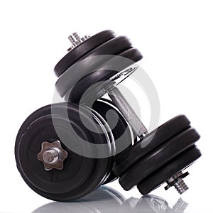 Big dumbells over white background