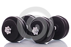 Big dumbells over white background