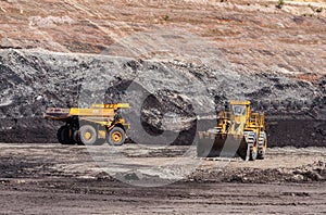 Big dump truck is mining machinery, or mining equipment to trans