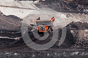 Big dump truck is mining machinery, or mining equipment to trans