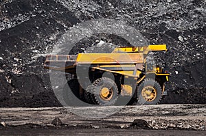 Big dump truck is mining machinery, or mining equipment to trans