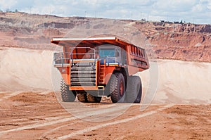 Big dump truck is mining machinery, or mining equipment to trans