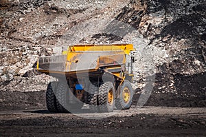 Big dump truck is mining machinery, or mining equipment to trans