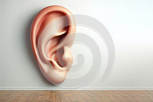 A big ear on the wall. Space for text.