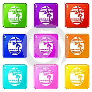 Big easter egg icons 9 set